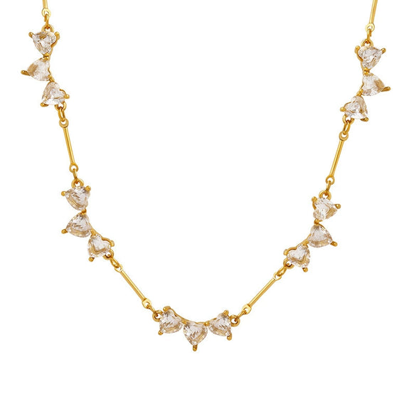 Titanium Steel Heartshaped Zircon Branch Artistic Pendant Necklace For Women