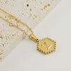 316L Stainless Steel Hexagonal Letter Pendant Necklace For Women With Electroplating And Ochain