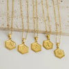316L Stainless Steel Hexagonal Letter Pendant Necklace For Women With Electroplating And Ochain