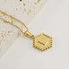 316L Stainless Steel Hexagonal Letter Pendant Necklace For Women With Electroplating And Ochain