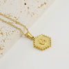 316L Stainless Steel Hexagonal Letter Pendant Necklace For Women With Electroplating And Ochain