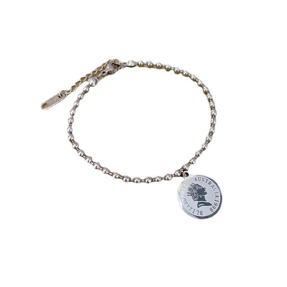 Titanium Steel Hip Hop Bracelet With Gold Inlaid Constellation Cartoon Style