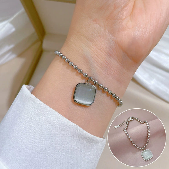 Titanium Steel Hip Hop Bracelet With Gold Inlaid Constellation Cartoon Style