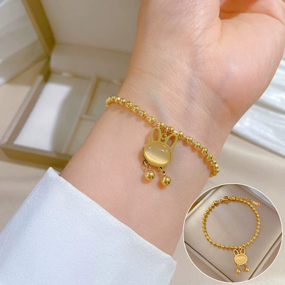 Titanium Steel Hip Hop Bracelet With Gold Inlaid Constellation Cartoon Style