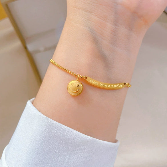 Titanium Steel Hip Hop Bracelet With Gold Inlaid Constellation Cartoon Style