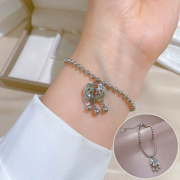 Titanium Steel Hip Hop Bracelet With Gold Inlaid Constellation Cartoon Style