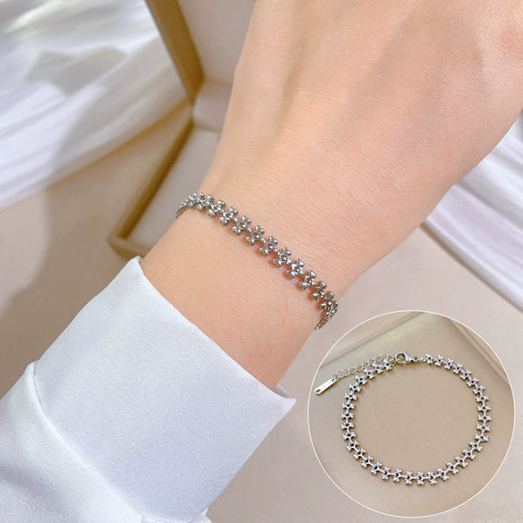 Titanium Steel Hip Hop Bracelet With Gold Inlaid Constellation Cartoon Style