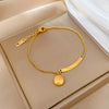 Titanium Steel Hip Hop Bracelet With Gold Inlaid Constellation Cartoon Style