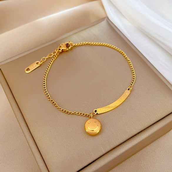 Titanium Steel Hip Hop Bracelet With Gold Inlaid Constellation Cartoon Style
