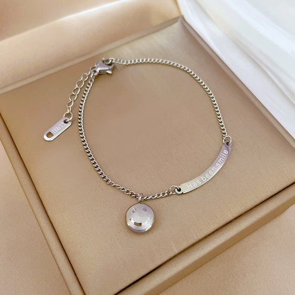 Titanium Steel Hip Hop Bracelet With Gold Inlaid Constellation Cartoon Style