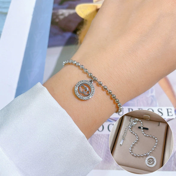 Titanium Steel Hip Hop Bracelet With Gold Inlaid Constellation Cartoon Style
