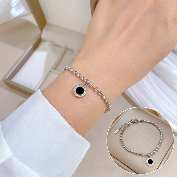 Titanium Steel Hip Hop Bracelet With Gold Inlaid Constellation Cartoon Style
