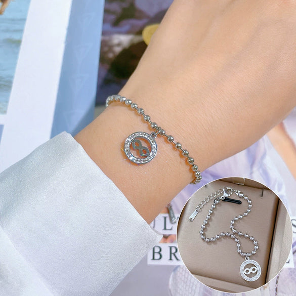 Titanium Steel Hip Hop Bracelet With Gold Inlaid Constellation Cartoon Style