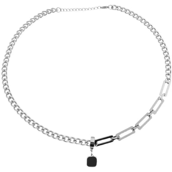 Titanium Steel Hip Hop Cross Detachable Clavicle Chain With Geometric Pattern And Polishing Design