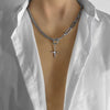 Titanium Steel Hip Hop Cross Detachable Clavicle Chain With Geometric Pattern And Polishing Design