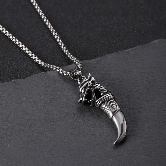 304 Stainless Steel Hip-Hop Punk Scissors COMD Hammer Turquoise Glass Stone Pendant Necklace