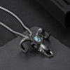 304 Stainless Steel Hip-Hop Punk Scissors COMD Hammer Turquoise Glass Stone Pendant Necklace