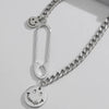 Titanium Steel Hiphop Necklace With Smiley Pin Pendant Geometric Design Electroplated For Men And Women