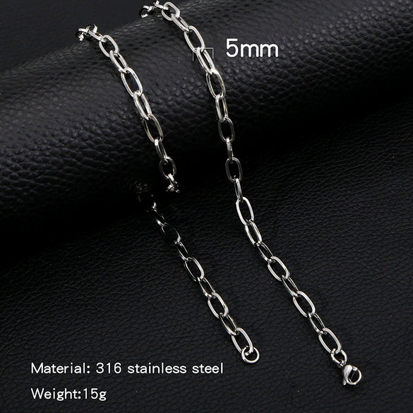 Titanium Steel Hiphop Street Geometric Square Line Oshaped Electroplated Wave Pattern Unisex Jewelry