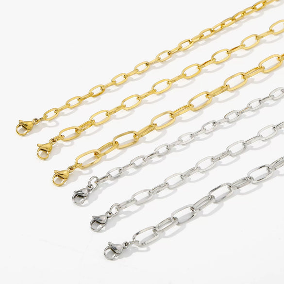 Titanium Steel Hiphop Street Geometric Square Line Oshaped Electroplated Wave Pattern Unisex Jewelry