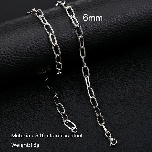 Titanium Steel Hiphop Street Geometric Square Line Oshaped Electroplated Wave Pattern Unisex Jewelry