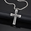 Titanium Steel Hiphop Stylish Geometric Micropaved Cross Pendant Necklace