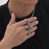 Titanium Steel Hiphop Stylish Geometric Micropaved Cross Pendant Necklace