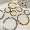 Titanium Steel Hollow Circle Geometric Inlaid With Gold Minimalist Earrings