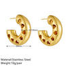 Titanium Steel Hollow Earrings With Cartoon And Geometric Style Vacuum Plating In Furnace Unisex