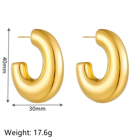 Titanium Steel Hollow Earrings With Cartoon And Geometric Style Vacuum Plating In Furnace Unisex