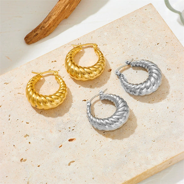 Titanium Steel Hollow Earrings With Cartoon And Geometric Style Vacuum Plating In Furnace Unisex