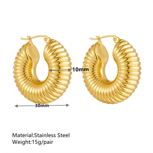 Titanium Steel Hollow Earrings With Cartoon And Geometric Style Vacuum Plating In Furnace Unisex