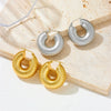 Titanium Steel Hollow Earrings With Cartoon And Geometric Style Vacuum Plating In Furnace Unisex
