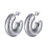 Titanium Steel Hollow Earrings With Cartoon And Geometric Style Vacuum Plating In Furnace Unisex