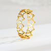 Titanium Steel Hollow Fivepointed Star Ring Geometric Style Electroplated
