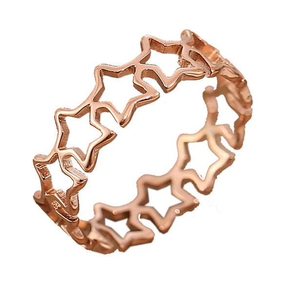 Titanium Steel Hollow Fivepointed Star Ring Geometric Style Electroplated