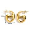 Titanium Steel Hollow Heart Shaped Light Luxury Style Ear Jewelry With Letters Numbers Text Pattern And Electroplating Design