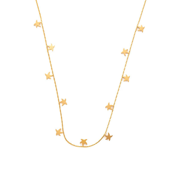 Titanium Steel Hollow Leaf Love Star Necklace For Women With Electroplating Design