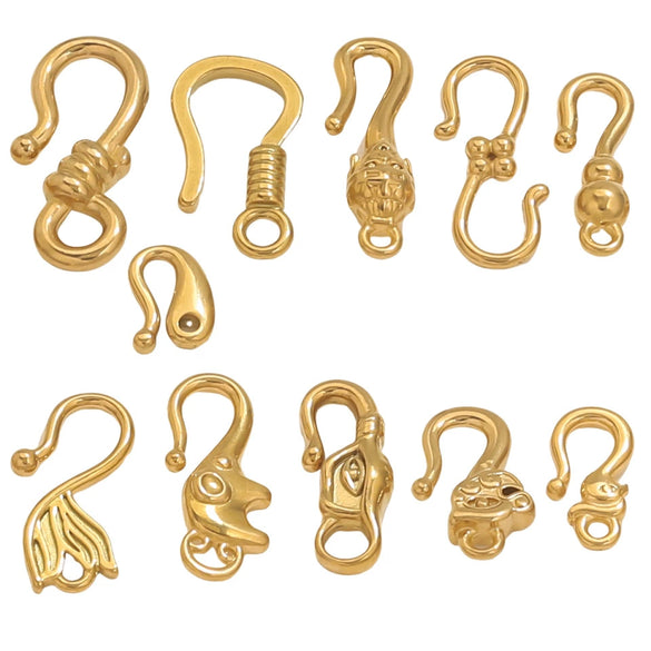 Titanium Steel Hook Buckles Jewelry Connecting Buckles For Bracelets Necklaces Handmade Diy Accessories With Totem Pattern Electroplated