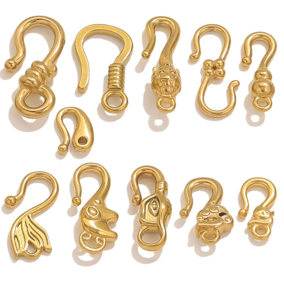 Titanium Steel Hook Buckles Jewelry Connecting Buckles For Bracelets Necklaces Handmade Diy Accessories With Totem Pattern Electroplated