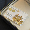 Titanium Steel Imitation Pearl Heart Shape Sunflower Electroplated Women's Earrings