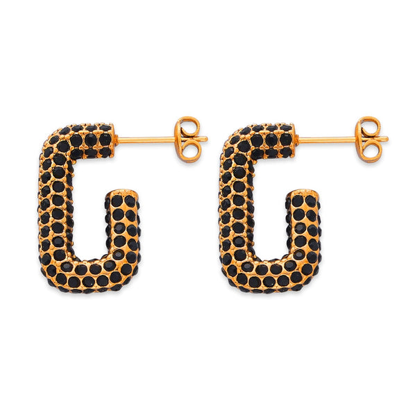 316L Stainless Steel Inlaid Multicolor Czech Diamond Geometric Electroplating Earrings