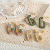 316L Stainless Steel Inlaid Multicolor Czech Diamond Geometric Electroplating Earrings