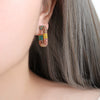 316L Stainless Steel Inlaid Multicolor Czech Diamond Geometric Electroplating Earrings