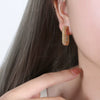316L Stainless Steel Inlaid Multicolor Czech Diamond Geometric Electroplating Earrings