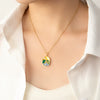 Titanium Steel Inlaid Pearl Oil Painting Necklace For Women With Electroplating Treatment