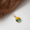 Titanium Steel Inlaid Pearl Oil Painting Necklace For Women With Electroplating Treatment