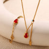 316L Stainless Steel Inlaid Resin Gourd Pendant Necklace For Women Electroplated Fashion Style