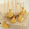 316L Stainless Steel Inlaid Scallop Marine Life Pendant Necklace Earrings Set For Women With Electroplating Design