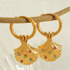 316L Stainless Steel Inlaid Scallop Marine Life Pendant Necklace Earrings Set For Women With Electroplating Design